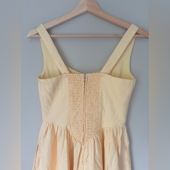 NEW Reformation Balia Linen Midi Dress in Parmesan Light Yellow | US 0 UK 4 - Picture 13 of 17
